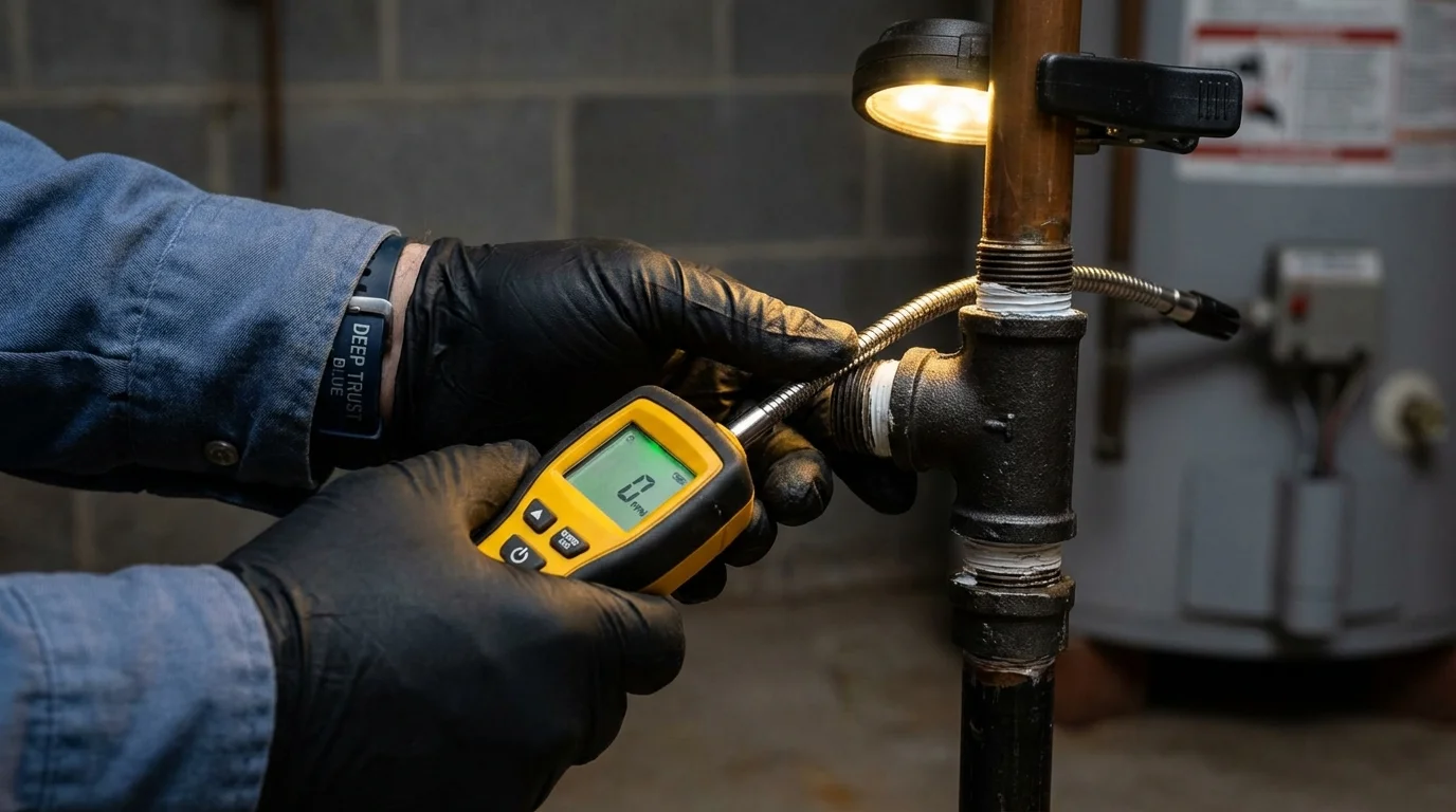 Gas leak detection with electronic sniffer by Johns Plumbing LLC in Neligh